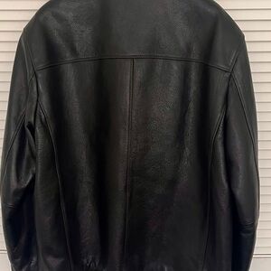Classic Vintage Black Leather Bomber Car Coat